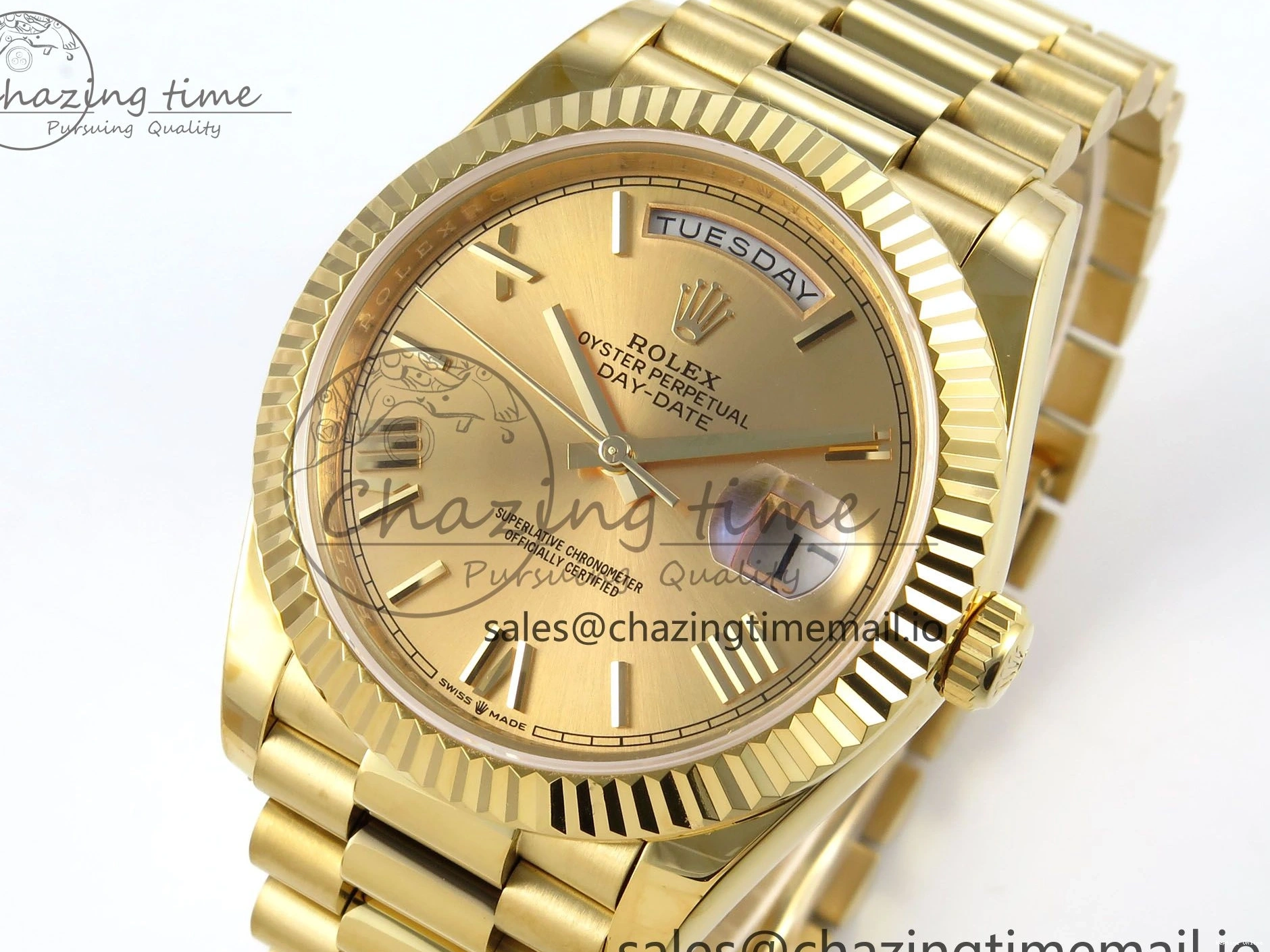 0504 QuickDry Day Date 40 YG 228238 KF 1:1 Best Edition YG Roman Dial on President Bracelet VR3255 (Gain Weight) 839